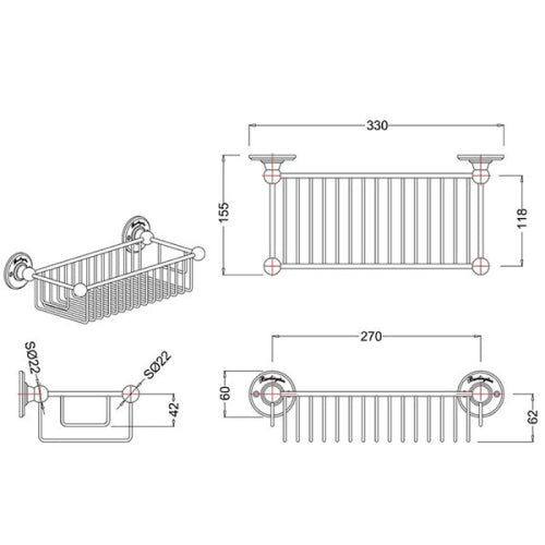 Burlington Traditional Deep Wire Basket Chrome - Shower