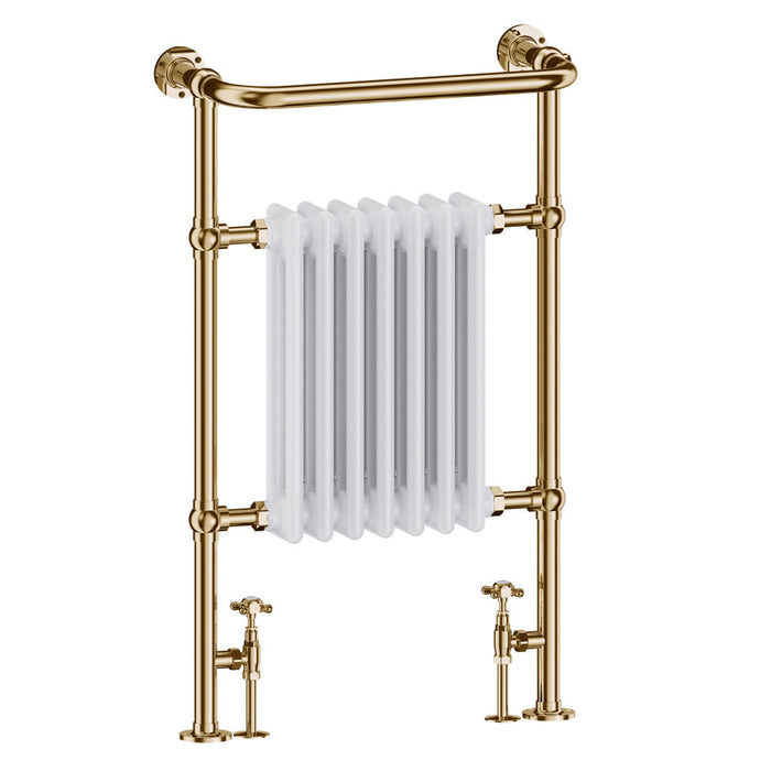 Burlington Trafalgar Towel Radiator - Gold/White Heated