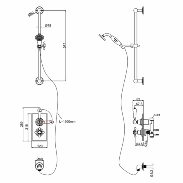 Burlington Trent Single Outlet Concealed Shower Mixer