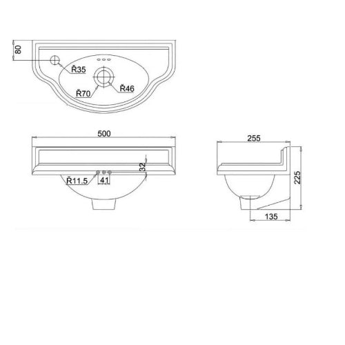 Burlington Wall Hung Cloakroom Basin 500mm - Basins