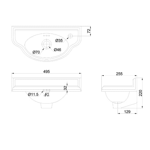Burlington Wall Hung Cloakroom Basin 500mm - Basins