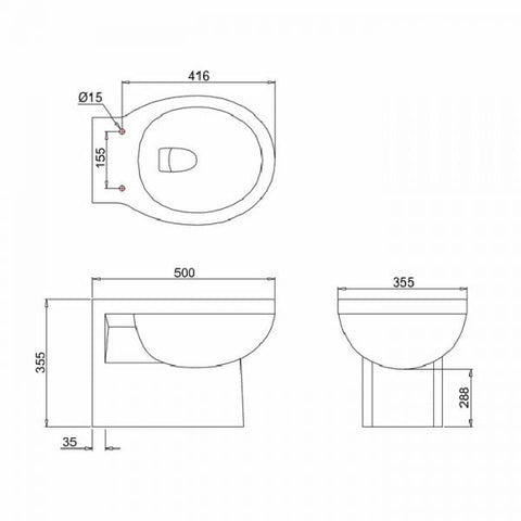 Burlington Wall Hung Traditional Toilet