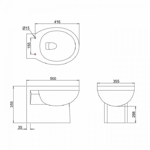 Burlington Wall Hung Traditional Toilet - Toilets