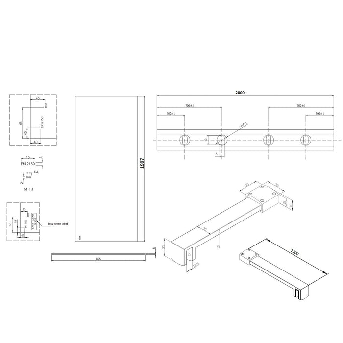 Burlington Wetroom Panel With Wall Profile - 8mm Clear