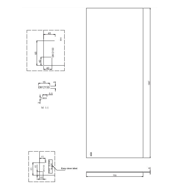 Burlington Wetroom Panel - 8mm Glass - Clear - Wet Room