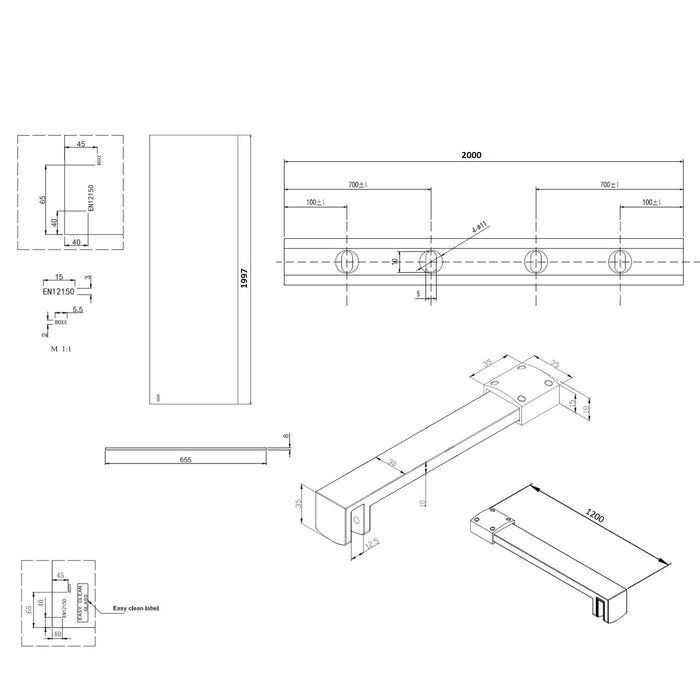 Burlington Wetroom Panel With Wall Profile - 8mm Clear