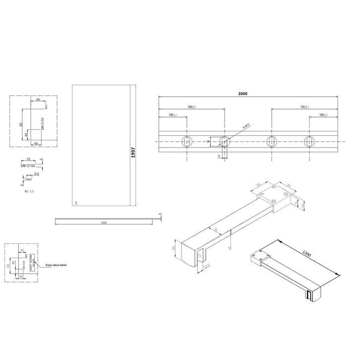 Burlington Wetroom Panel With Wall Profile - 8mm Clear