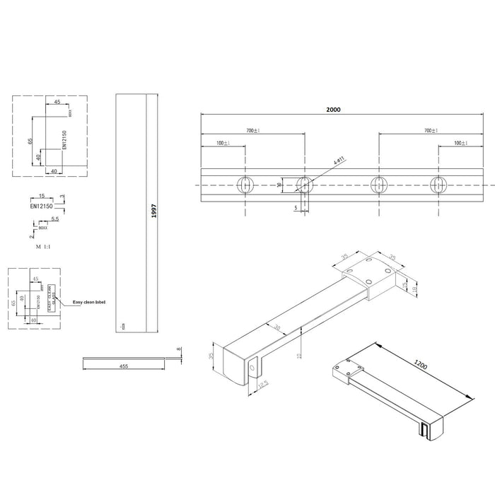 Burlington Wetroom Panel With Wall Profile - 8mm Clear
