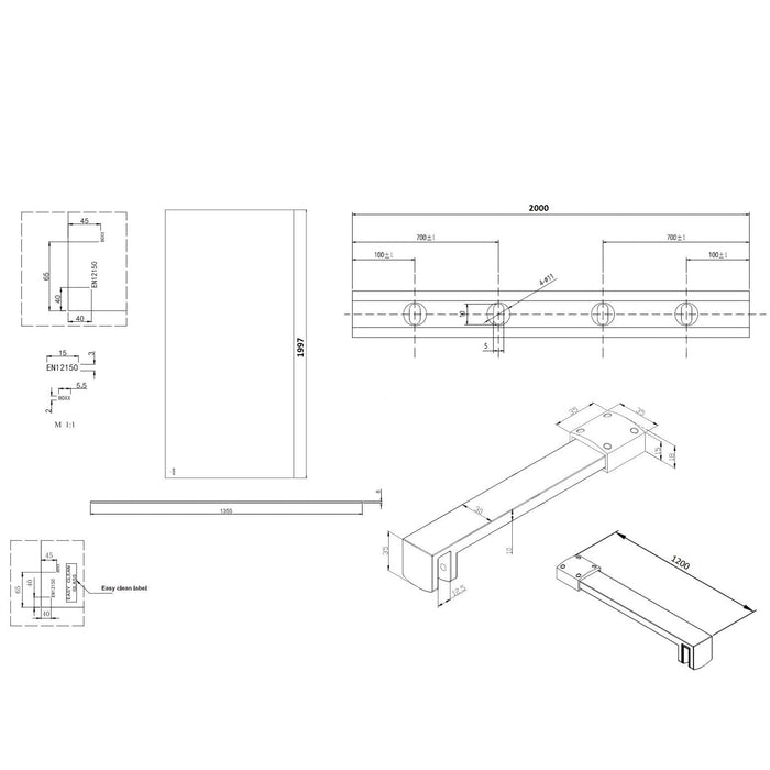 Burlington Wetroom Panel With Wall Profile - 8mm Clear