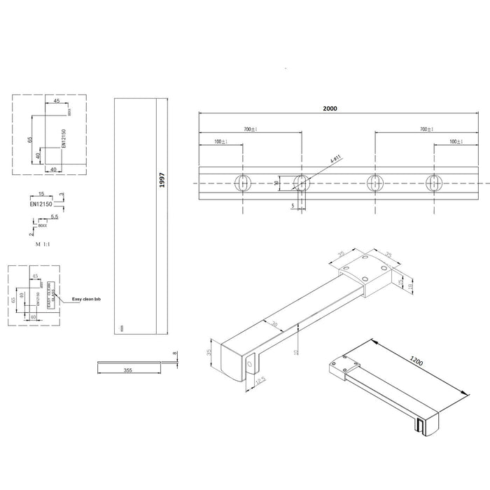 Burlington Wetroom Panel With Wall Profile - 8mm Clear