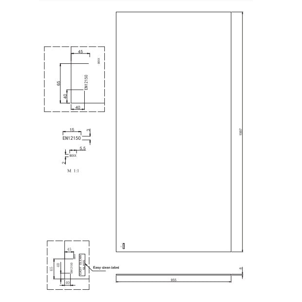 Burlington Wetroom Panel - 8mm Glass - Clear - Wet Room