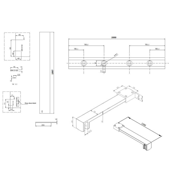 Burlington Wetroom Panel With Wall Profile - 8mm Clear
