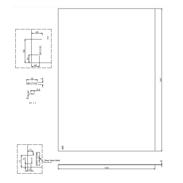 Burlington Wetroom Panel - 8mm Glass - Clear - Wet Room