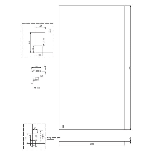 Burlington Wetroom Panel - 8mm Glass - Clear - Wet Room