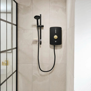Triton Amore Electric Shower - 9.5kW - Brushed Brass/Black