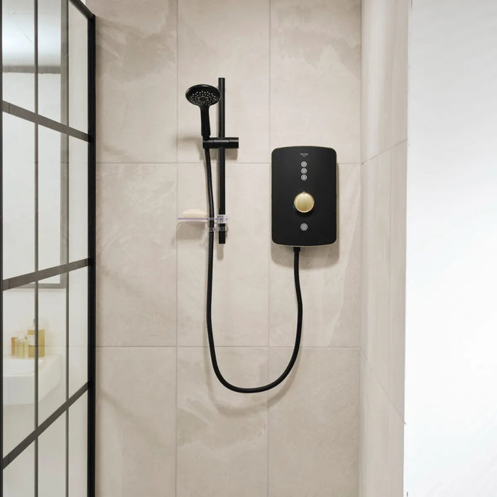 Triton Amore Electric Shower - 9.5kW - Brushed Brass/Black