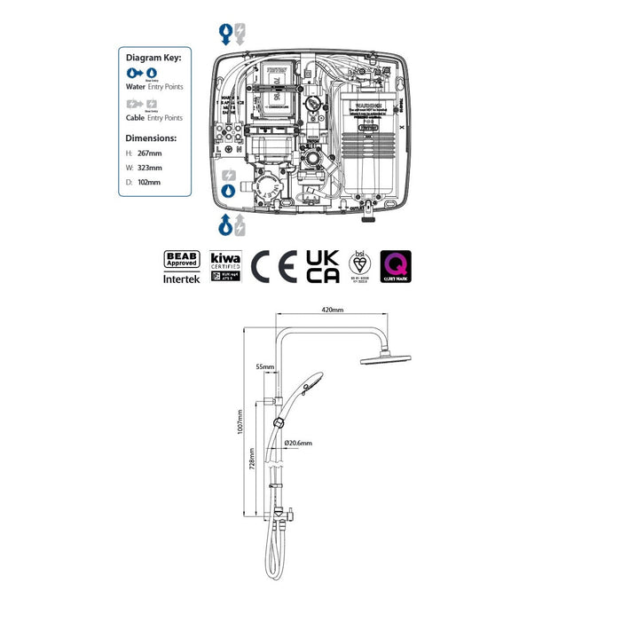 Triton T90ER DuElec 9kW Pumped Electric Shower