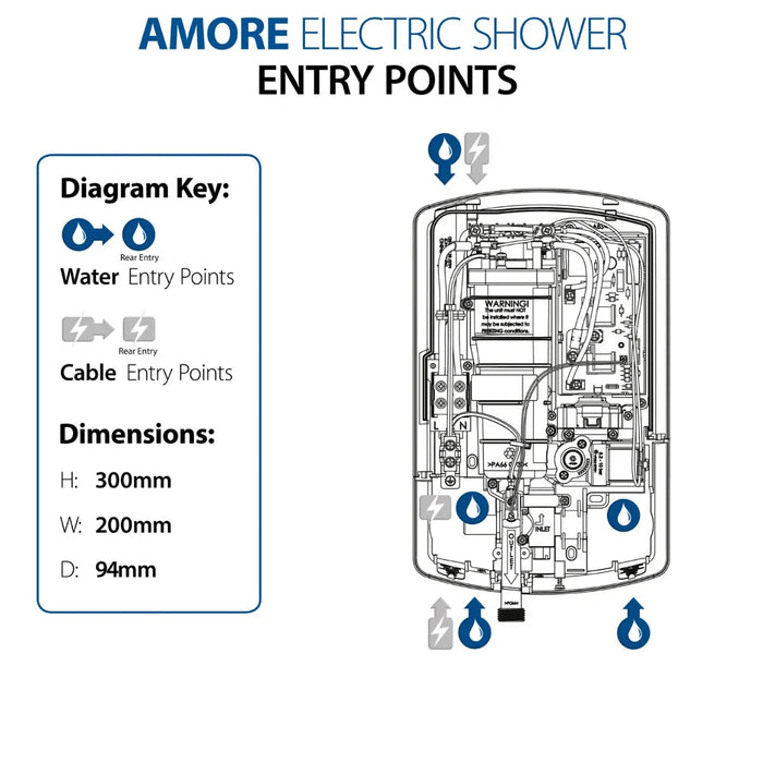 Triton Amore DuElec Electric Shower - 9.5kW - Gloss Black