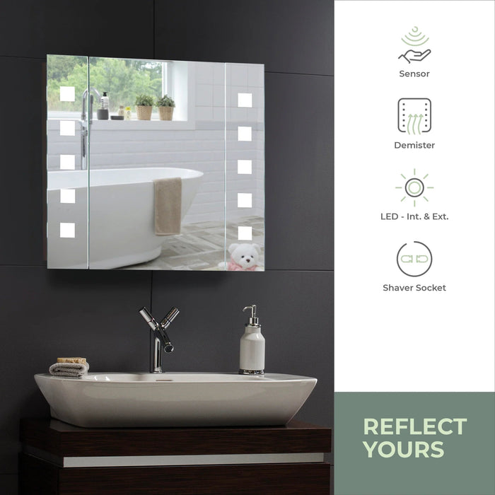 Atom LED Illuminated Mirror Cabinet - 600mm x 650mm