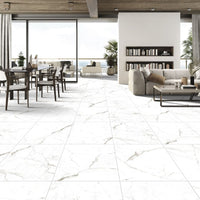 Calvara Statuario Marble-Effect Matt Porcelain Wall & Floor Tile
