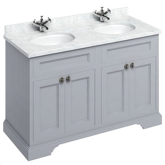 Burlington 1300mm 4 Door Floorstanding Vanity Unit with Worktop and Double Basin
