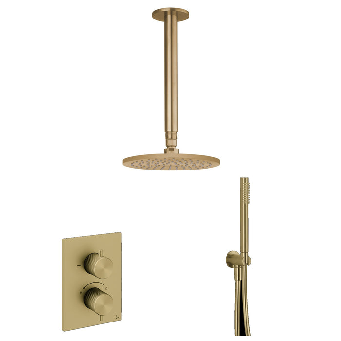 Crosswater 3ONE6 Stainless Steel Dual Outlet Thermostatic Shower Valve With Pencil Handset and Showerhead