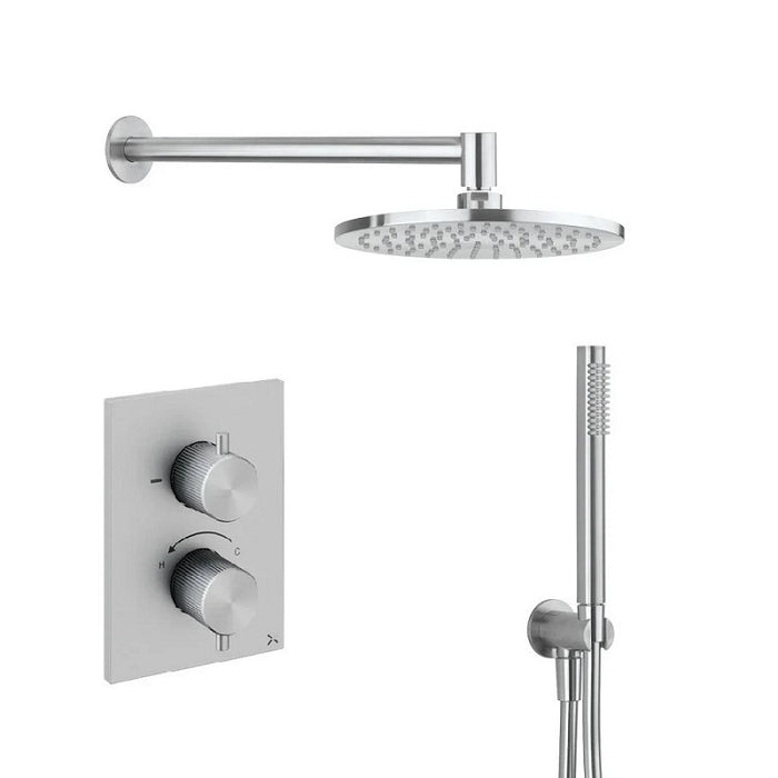 Crosswater 3ONE6 Stainless Steel Dual Outlet Thermostatic Shower Valve With Pencil Handset and Showerhead