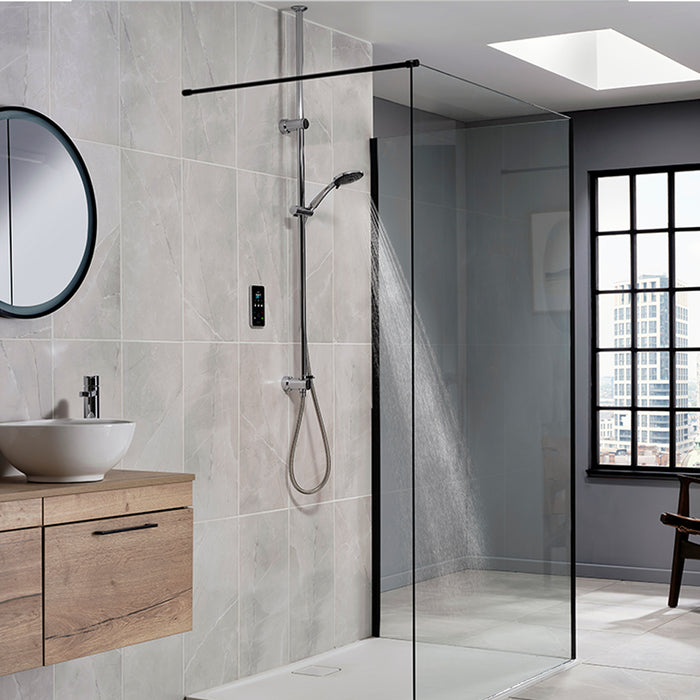 Triton ENVi Thermostatic Electric Shower with Ceiling Fed Shower Kit - Silver