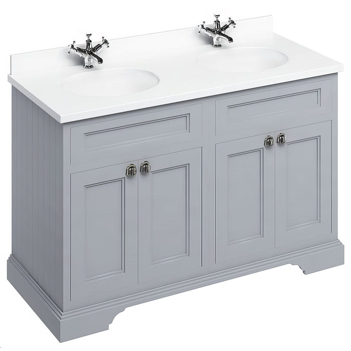 Burlington 1300mm 4 Door Floorstanding Vanity Unit with Worktop and Double Basin