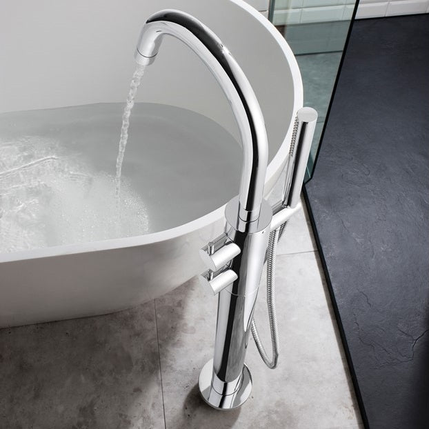 Crosswater Kai Lever Floor Standing Bath Shower Mixer Tap With Kit - Chrome