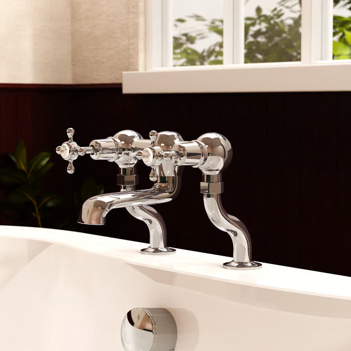 Burlington Claremont 2 Hole Deck Mounted Quarter Turn Bath Filler Tap - Chrome