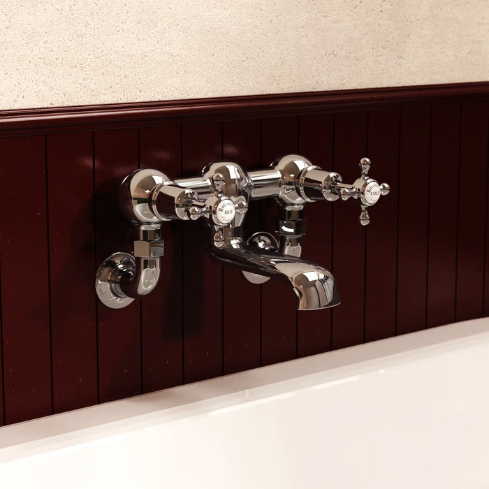 Burlington Claremont Wall Mounted Quarter Turn Bath Filler Tap - Chrome