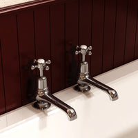 Burlington Claremont Quarter Turn Bath Pillar Taps With Handles