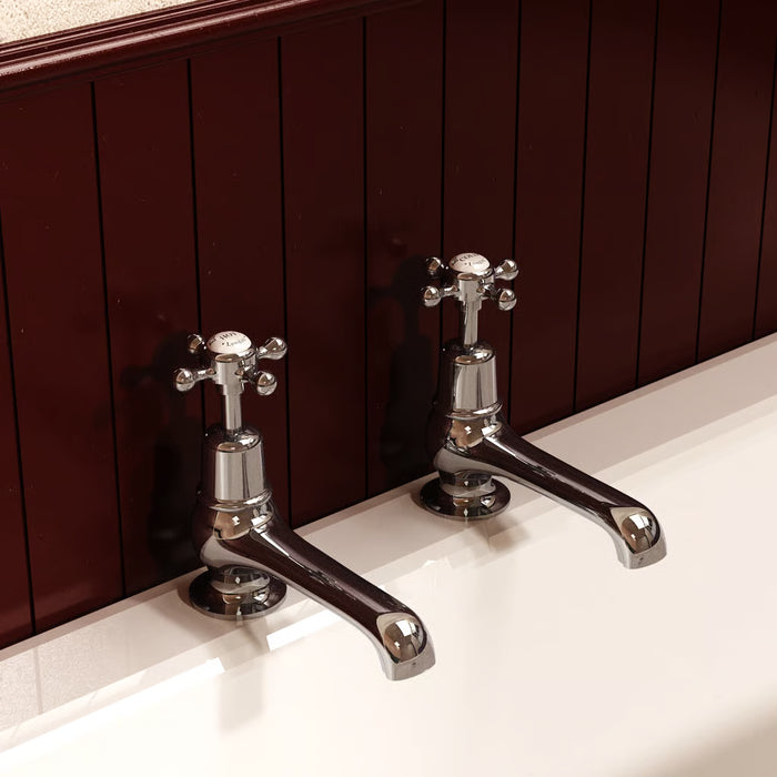 Burlington Claremont Quarter Turn Bath Pillar Taps With Handles