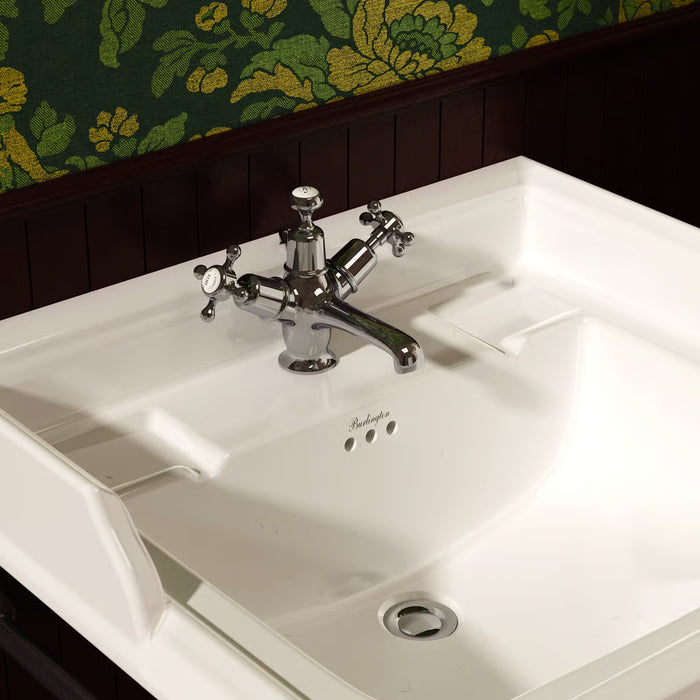 Burlington Claremont Deck Mounted Quarter Turn Basin Mixer Tap With Pop Up Waste