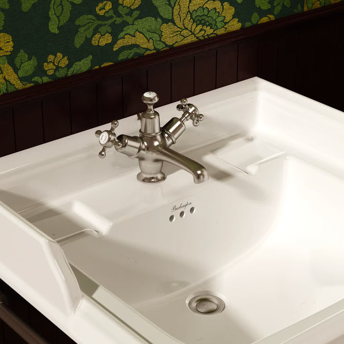 Burlington Claremont Deck Mounted Quarter Turn Basin Mixer Tap With Pop Up Waste