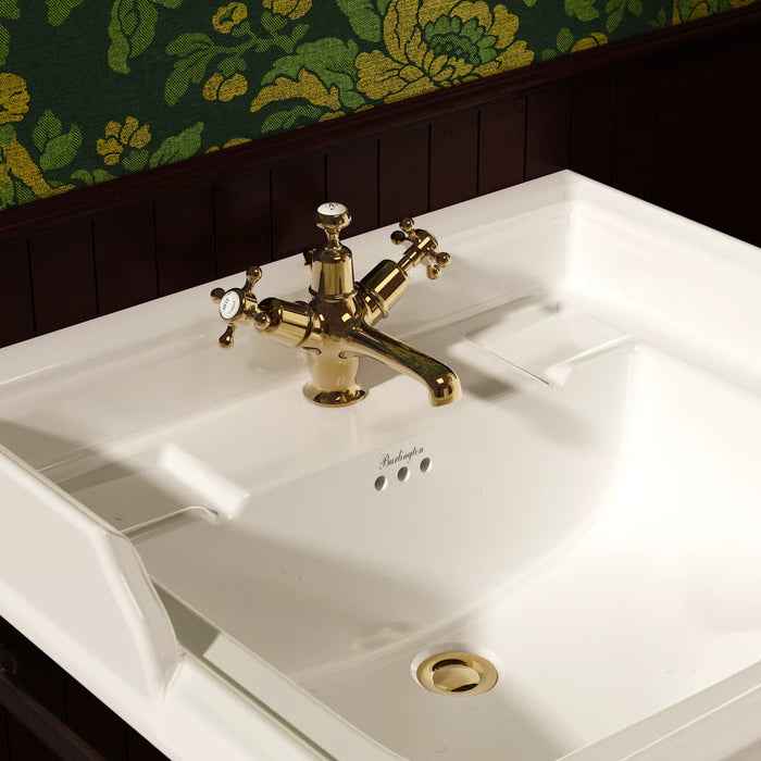 Burlington Claremont Deck Mounted Quarter Turn Basin Mixer Tap With Pop Up Waste