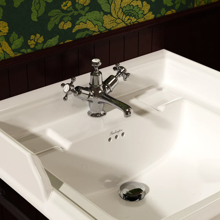 Burlington Quarter Turn Basin Mixer Tap With Pop Up Waste And Claremont Handles