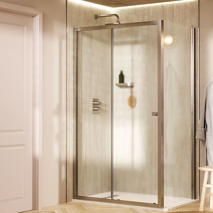 Crosswater Clear 6 Single Sliding Shower Door With Side Panel