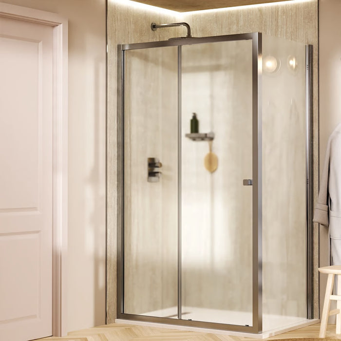 Crosswater Clear 6 Single Sliding Shower Door With Side Panel