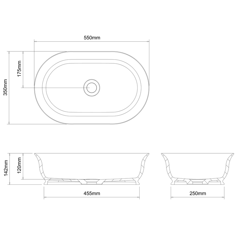 Clearwater Florenza Sit-On Countertop Basin - No TH - 550mm