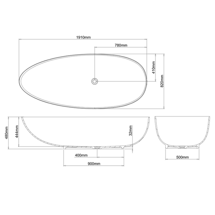 Clearwater Teardrop Grande Freestanding Double Ended Bath