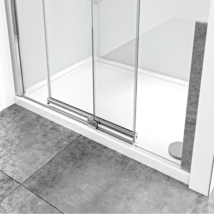 Roman Haven8 Level Access Recessed Sliding Shower Door - 8mm Glass - Polished Chrome