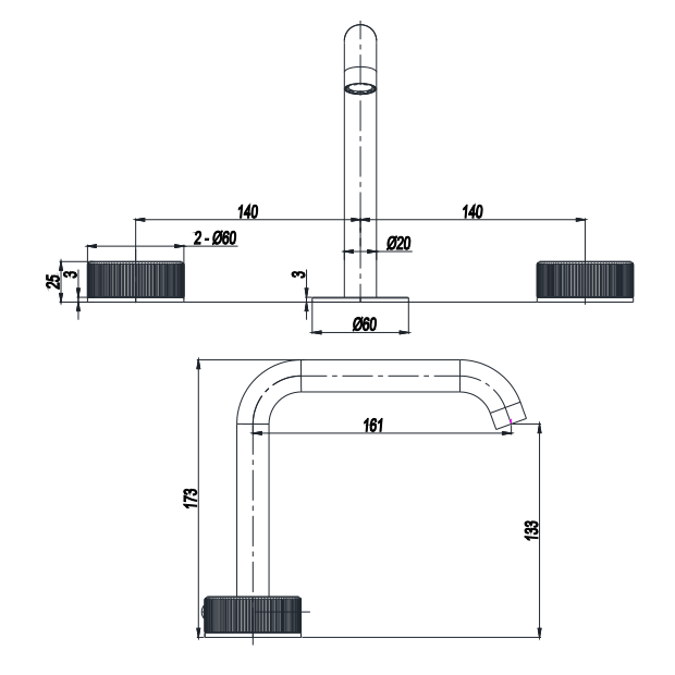 Crosswater 3ONE6 Basin 3 Hole Set Deck Mounted