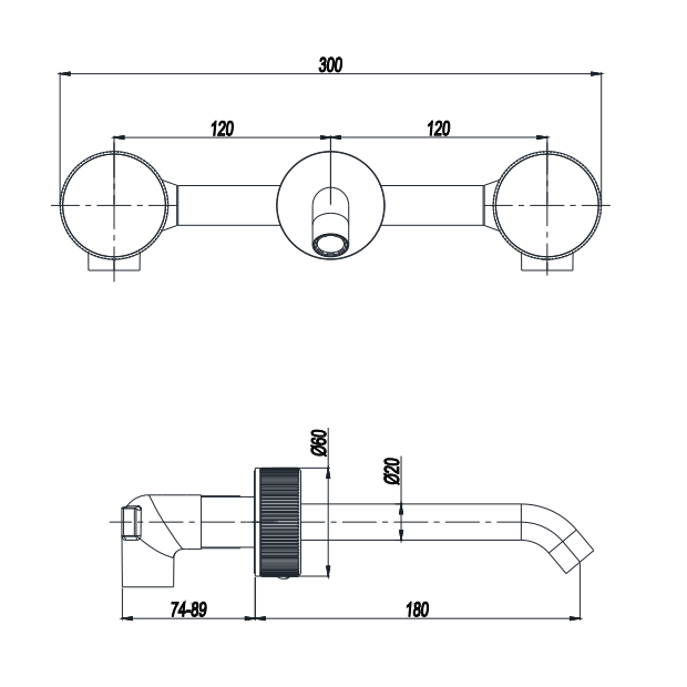 Crosswater 3ONE6 Basin 3 Hole Set Wall Mounted