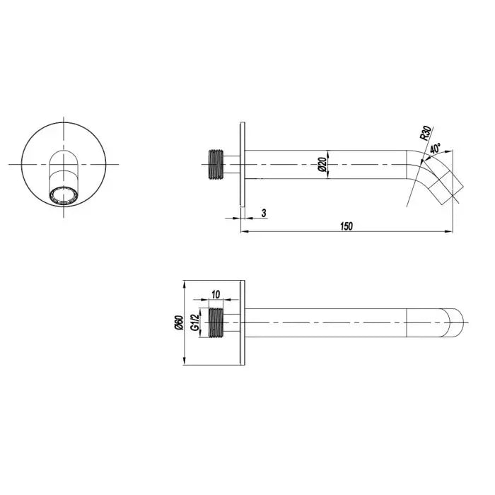 Crosswater 3ONE6 Bath Spout Wall Mounted