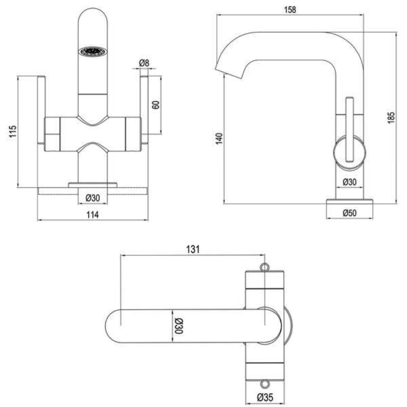 Crosswater 3ONE6 Deck Mounted 2 Side Lever Basin Mixer Tap