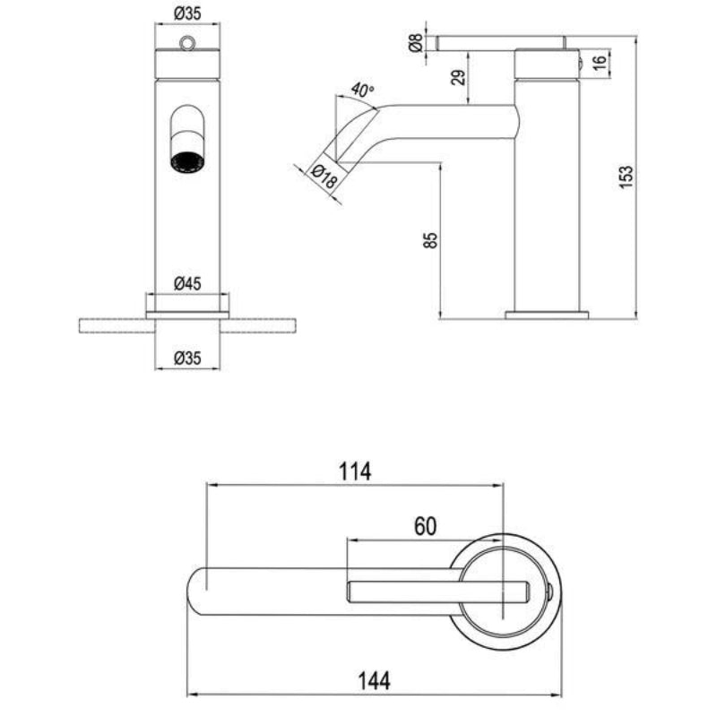 Crosswater 3ONE6 Monobloc Lever Basin Mixer Tap - Basin