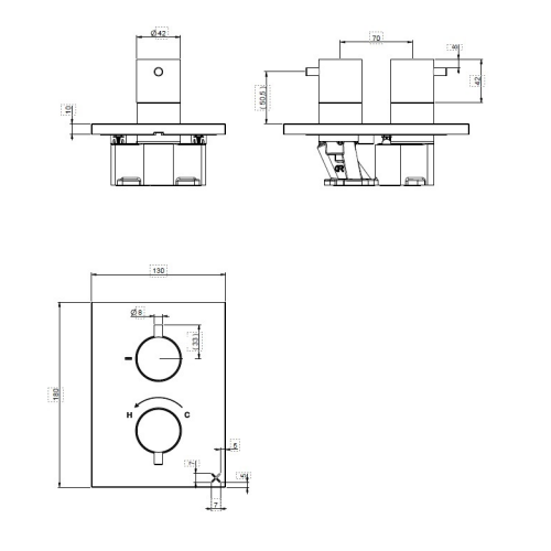Crosswater 3ONE6 Stainless Steel Single Outlet Thermostatic