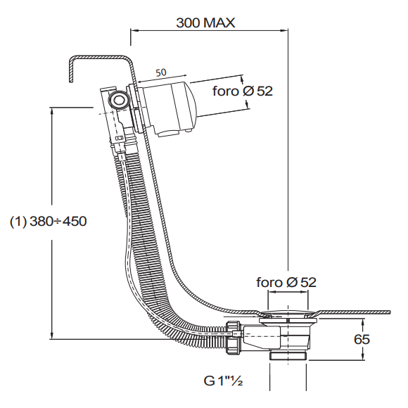 Crosswater 900mm Bath Filler With Extended Pop Up Waste